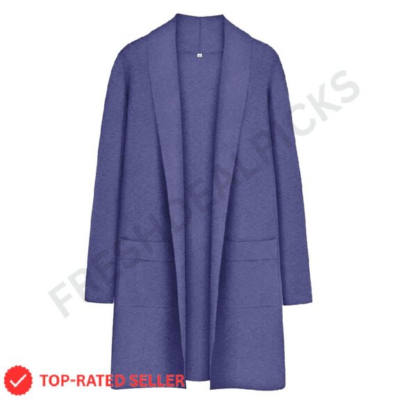 Sweaters - Oversized Cardigan Sweater Open Front Lapel Collar Pocket Chic Winter Coatigan